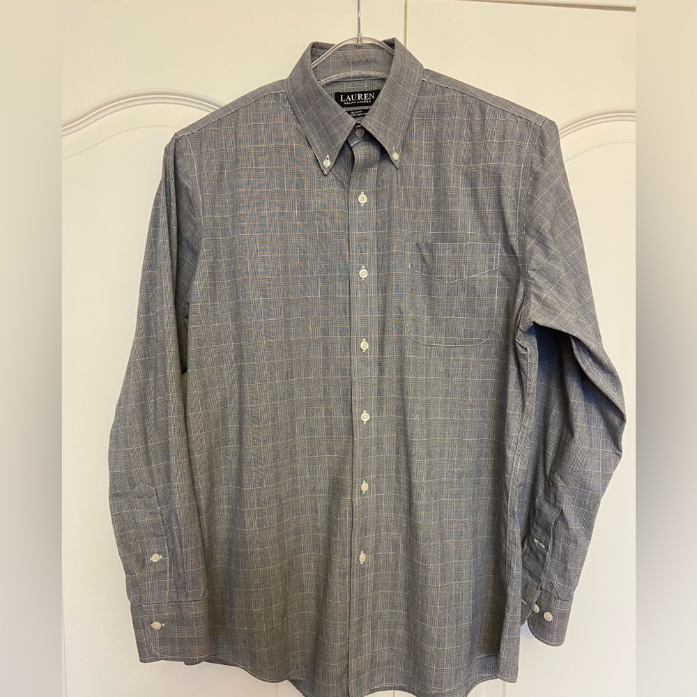 Men’s Lauren Ralph Lauren slim fit gray black blue button down shirt